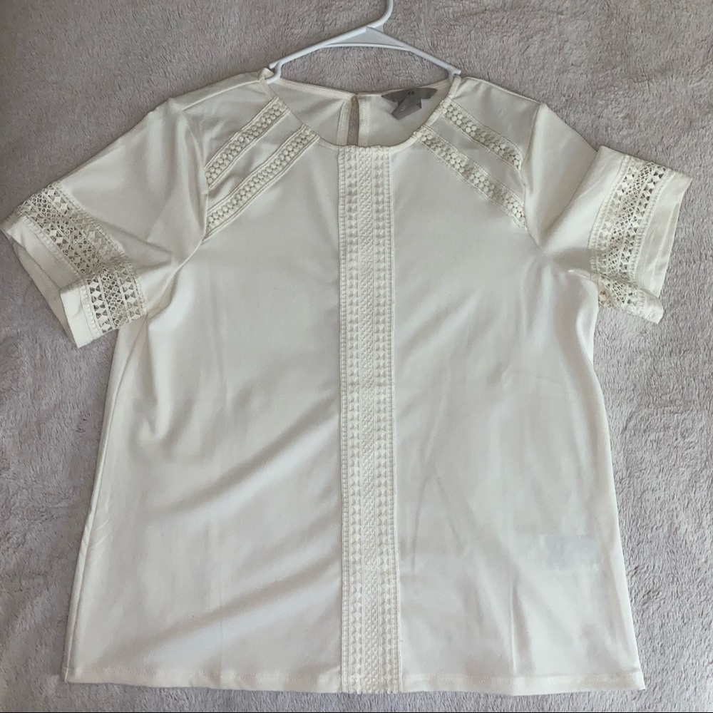 SMALL H&M WHITE BLOUSE WITH DETAILS NEVER WORN